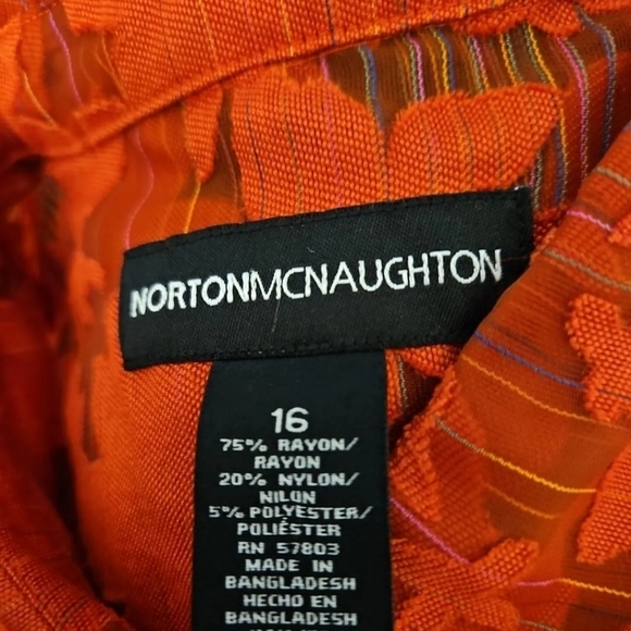 Norton Mcnaughton Red Floral Sheer Button Down Top Blouse size 16 - Picture 4 of 5